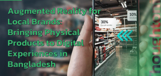 Customer using smartphone AR to visualize furniture placement in Dhaka apartment living room