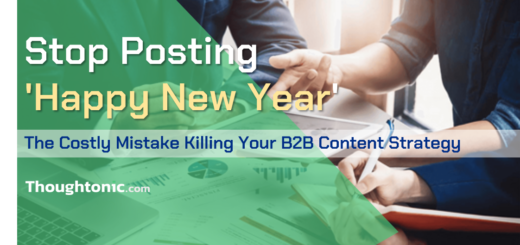 B2B marketer in Dhaka reviewing content calendar, rejecting festival greeting posts in favor of thought leadership content