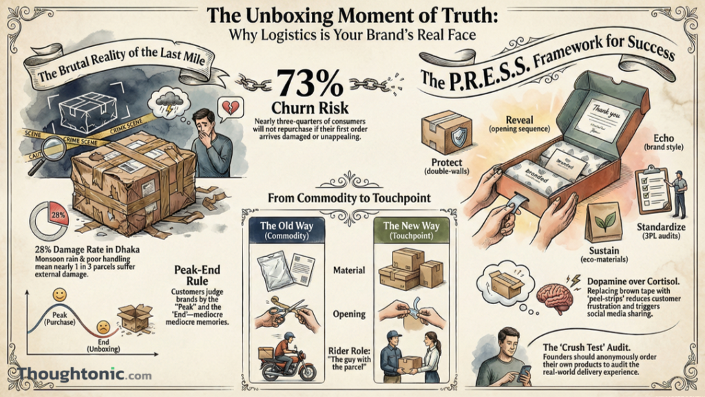 A comparison chart of the P.R.E.S.S. framework for e-commerce unboxing experience.